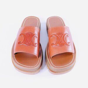 AUTHENTIC CELINE TRIOMPHE LEATHER SANDALS